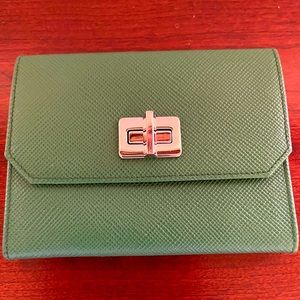 PRADA saffiano Green Leather wallet